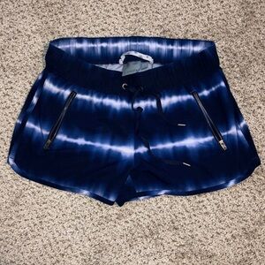 Athleta Blue Tie-Dye Zip Pocket Running Athletic Shorts Women’s Small